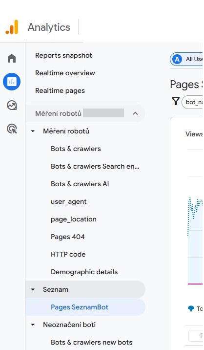 Co všechno jde změřit na AI nástrojích? Kompletní průvodce měřením od návštěv botů po reputaci v LLM 3 menu ga4 bots